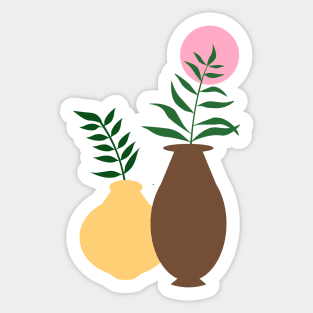 Boho Pots with Leaves Sticker